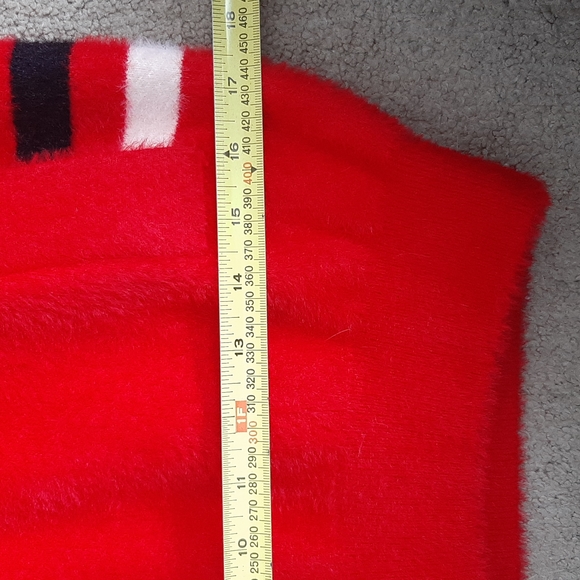 Women's Fluffy Red Warm Bomber Style Sweater Jacket Size S - Picture 14 of 14